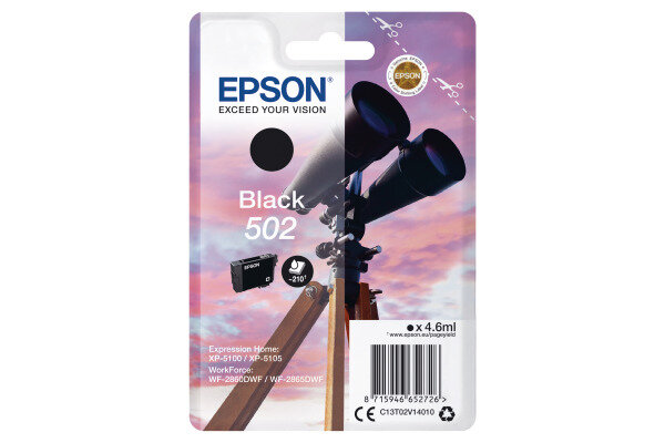 EPSON Cart. dencre 502 noir T02V140 WF-2860/XP-5100 210 pages
