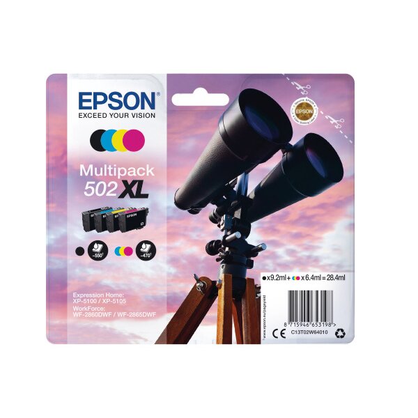 EPSON Multipack Tinte 502XL CMYBK T02W640 WF-2860/XP-5100 4-color