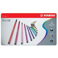 STABILO Feutre Pen 68, étui métallique de 10