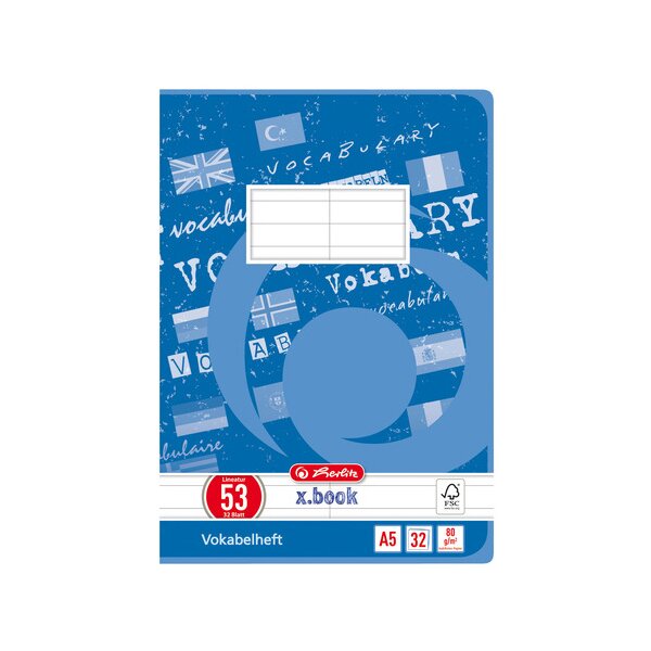 herlitz Vokabelheft x.book, DIN A5, 2-spaltig, 32 Blatt