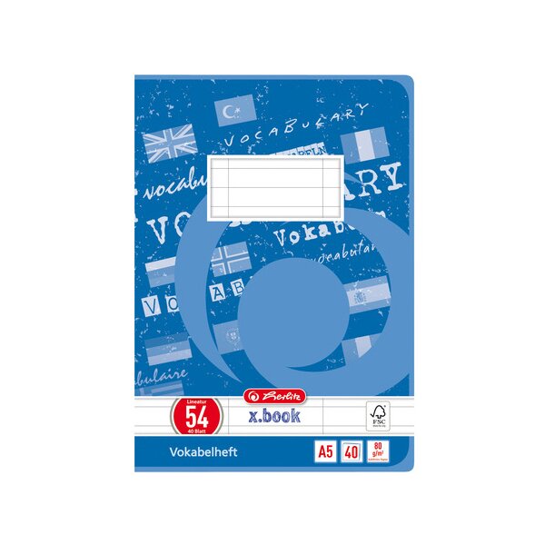 herlitz Vokabelheft x.book, DIN A5, 2-spaltig, 32 Blatt
