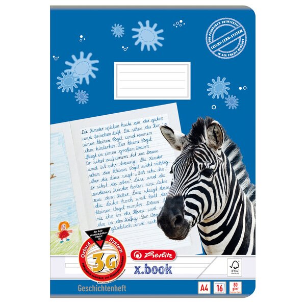 herlitz Geschichtenheft x.book, DIN A4, Lineatur 3G