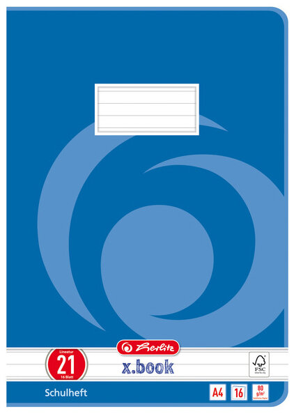 herlitz Schulheft x.book, DIN A4, Lineatur 20 blanko