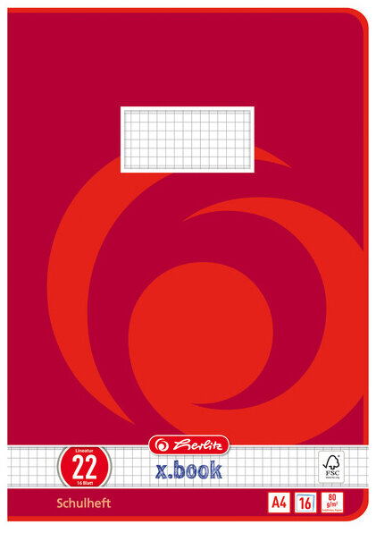 herlitz Schulheft x.book, DIN A4, Lineatur 20 blanko