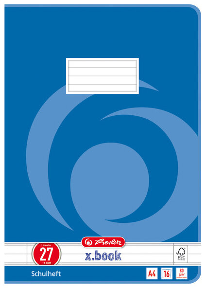 herlitz Schulheft x.book, DIN A4, Lineatur 20 blanko