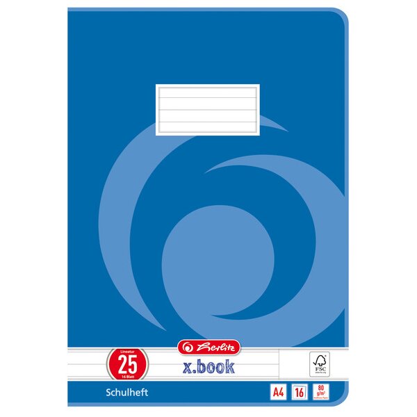herlitz Schulheft x.book, DIN A4, Lineatur 20 blanko