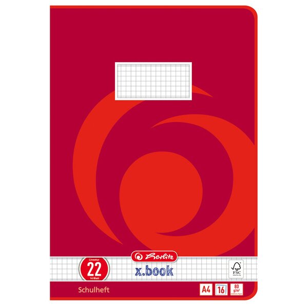 herlitz Schulheft x.book, DIN A4, Lineatur 20 blanko