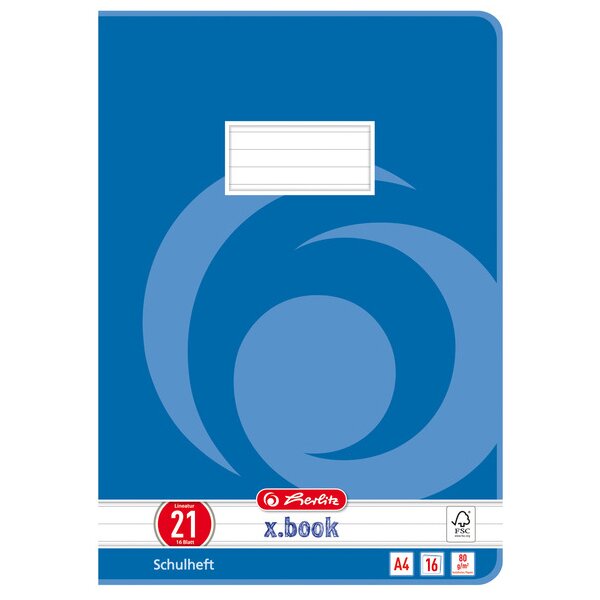 herlitz Schulheft x.book, DIN A4, Lineatur 20 blanko