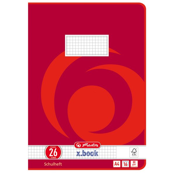 herlitz Cahier x.book, A4, linéature 28 / quadrillé