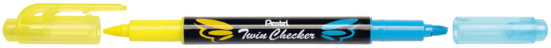 Pentel Textmarker "TWIN CHECKER", 2 Spitzen, gelb orange