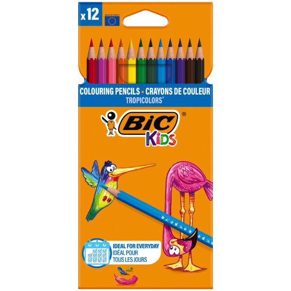 BIC KIDS Crayons de couleur Tropicolors 2, étui carton de 12