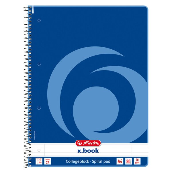 herlitz Cahier à spirales x.book, A4, 160 pages, quadrillé