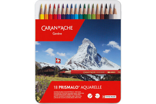 CARAN DACHE Crayon de couleur Prismalo 3mm 999.318 ass. boite m&eacute;t. 18 piece