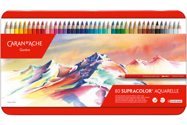CARAN DACHE Crayon coul. Supracolor 3,8mm 3888.380 ass. boite m&eacute;t. 80 piece
