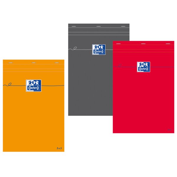 Oxford Notizblock, DIN A4, kariert, 80 Blatt, orange