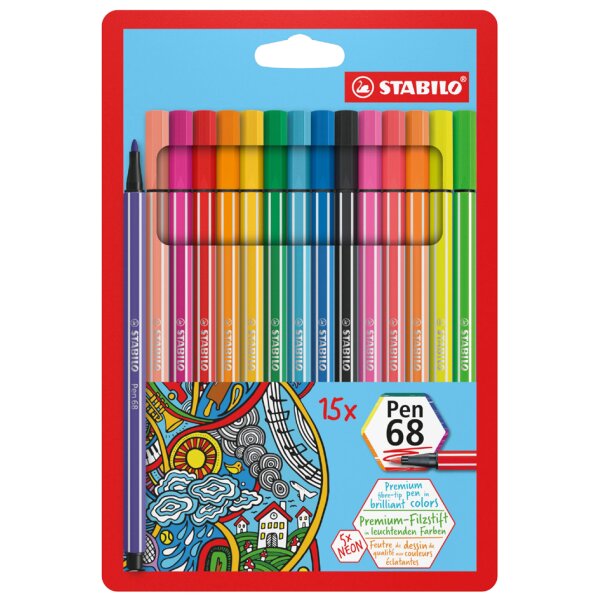 STABILO Feutre Pen 68, étui en carton de 24