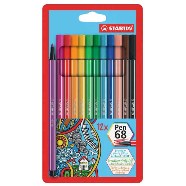 STABILO Feutre Pen 68, étui en carton de 24