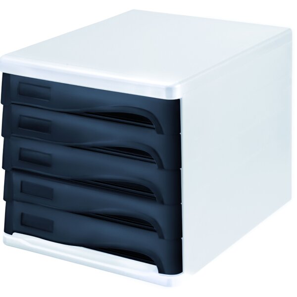 helit Schubladenbox "the wave", 5 Schübe, weiss rot-