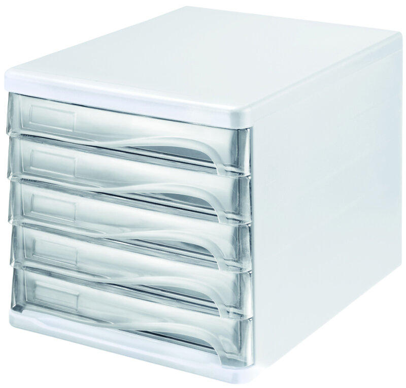 helit Module de classement the wave, 5 tiroirs, blanc/gris