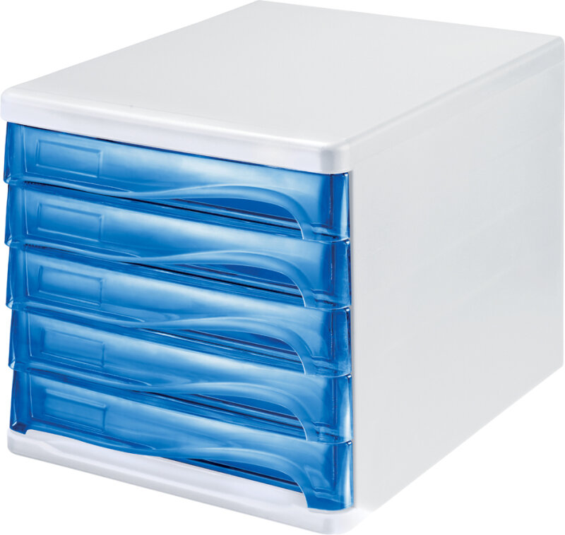 helit Module de classement the wave, 5 tiroirs, blanc/gris