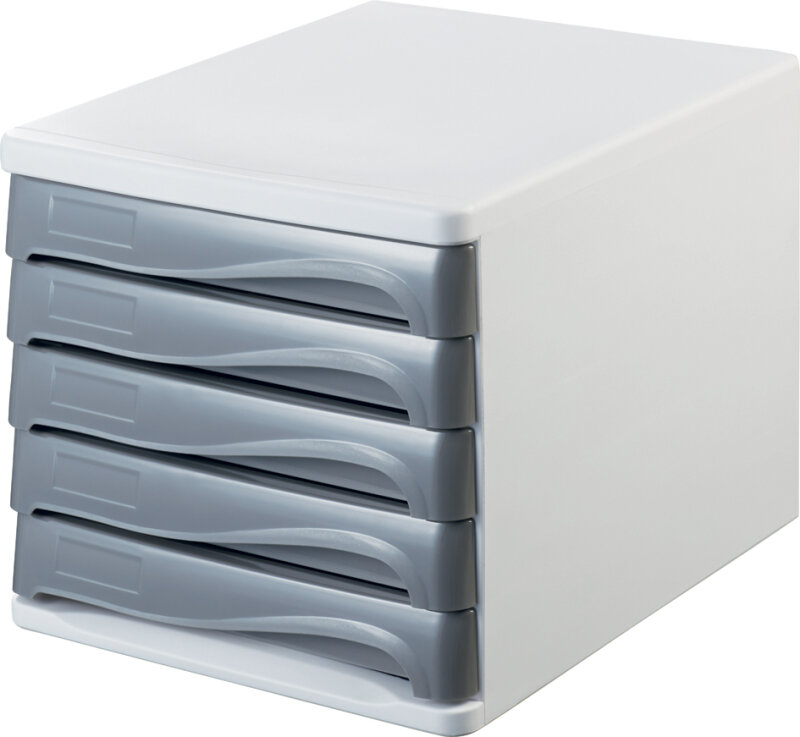 helit Module de classement the wave, 5 tiroirs, blanc/gris
