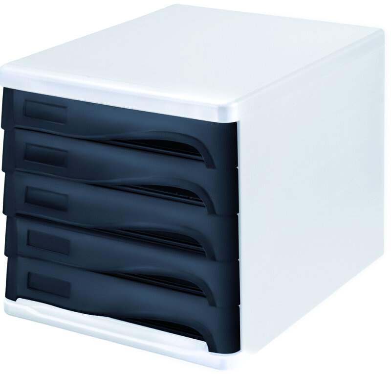 helit Module de classement the wave, 5 tiroirs, blanc/gris