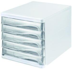 helit Module de classement the wave, 5 tiroirs, blanc/gris