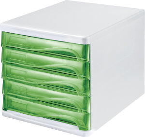 helit Module de classement the wave, 5 tiroirs, blanc/gris