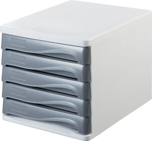 helit Module de classement the wave, 5 tiroirs, blanc/gris