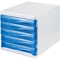 helit Schubladenbox "the wave", 5 Schübe, weiss mittelgrau