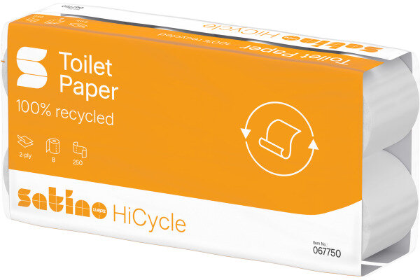 SATINO Papier de toilette HiCycle 067750 2 plis, 8 roul. &agrave; 250 flls.