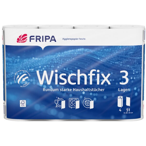 Fripa K&uuml;chenrolle Wischfix, 3-lagig, hochweiss
