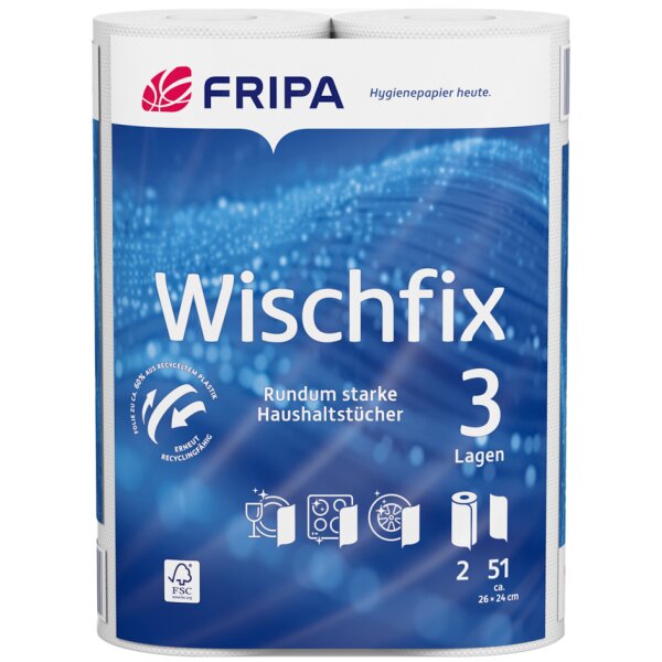 Fripa K&uuml;chenrolle Wischfix, 3-lagig, hochweiss