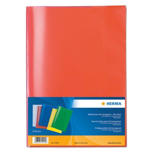 HERMA Prot&egrave;ge-cahiers, format A4, en PP, orange transparent