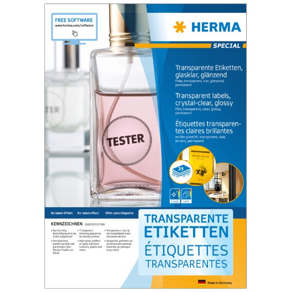 HERMA Etiquette en film SPECIAL, diamètre 40 mm, transparent