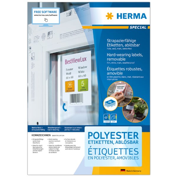 HERMA &Eacute;tiquette polyester SPECIAL, 48,3 x 25,4 mm, enlevable