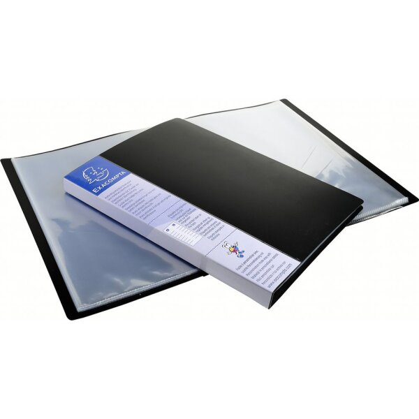 EXACOMPTA Prot&egrave;ge-documents, A4, PP, 10 pochettes, noir