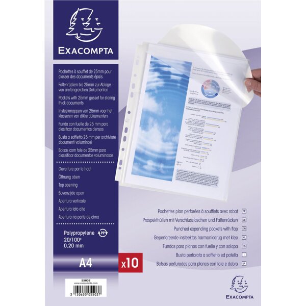 EXACOMPTA Prospekthülle mit Verschlusslasche, DIN A4, PP