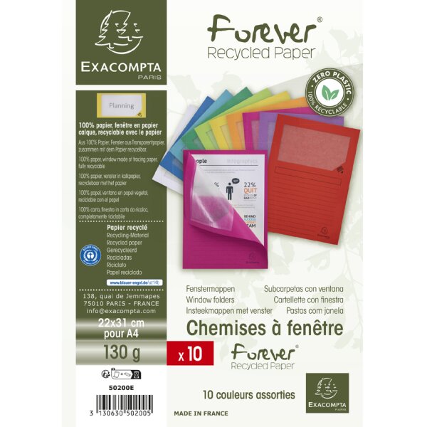 EXACOMPTA Sichtmappe FOREVER, DIN A4, 130 g qm, weiss