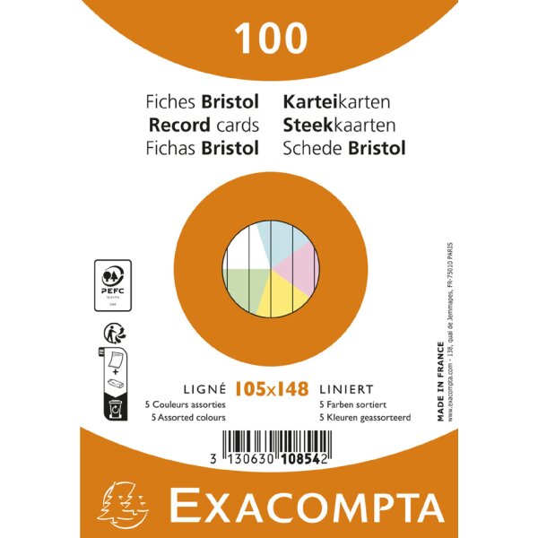 EXACOMPTA Karteikarten, DIN A6, blanko, weiss