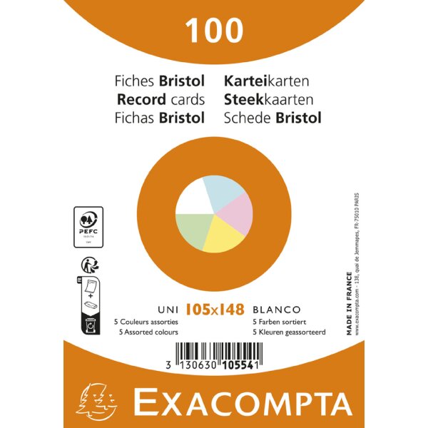 EXACOMPTA Karteikarten, DIN A6, blanko, weiss