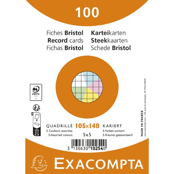 EXACOMPTA Karteikarten, DIN A6, blanko, weiss