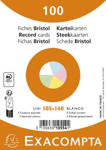 EXACOMPTA Fiches bristol, A6, uni, blanc