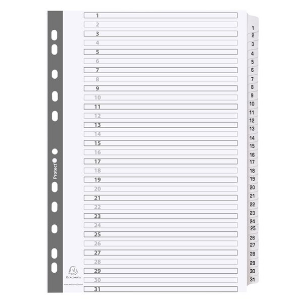 EXACOMPTA Karton-Register 1-20, DIN A4, weiss, 20-teilig