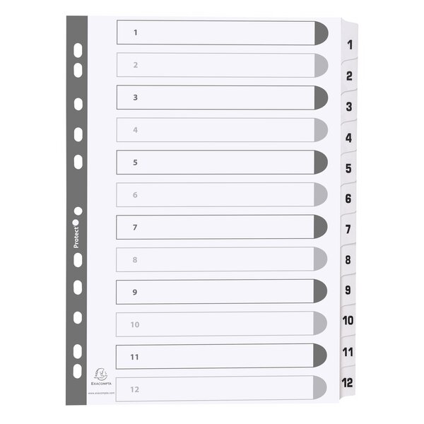 EXACOMPTA Karton-Register 1-20, DIN A4, weiss, 20-teilig