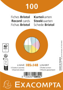 EXACOMPTA Fiches bristol, A6, ligné, blanc