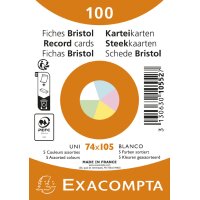 EXACOMPTA Fiches bristol, A7, ligné, bleu azur