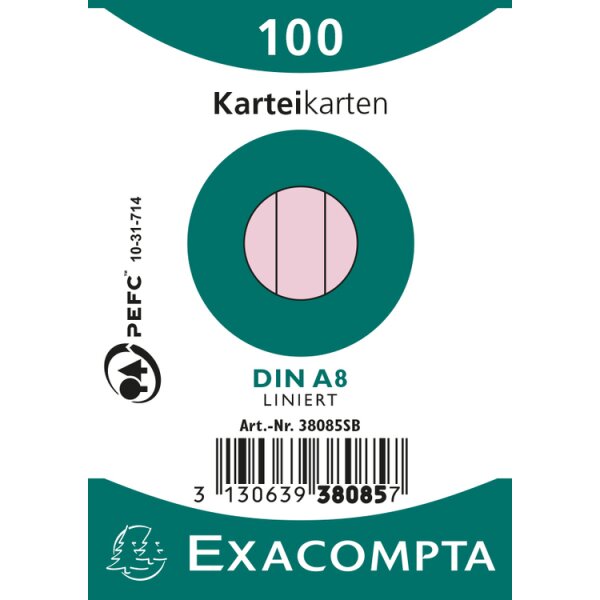 EXACOMPTA Karteikarten, DIN A8, blanko, weiss