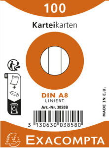 EXACOMPTA Karteikarten, DIN A8, blanko, weiss
