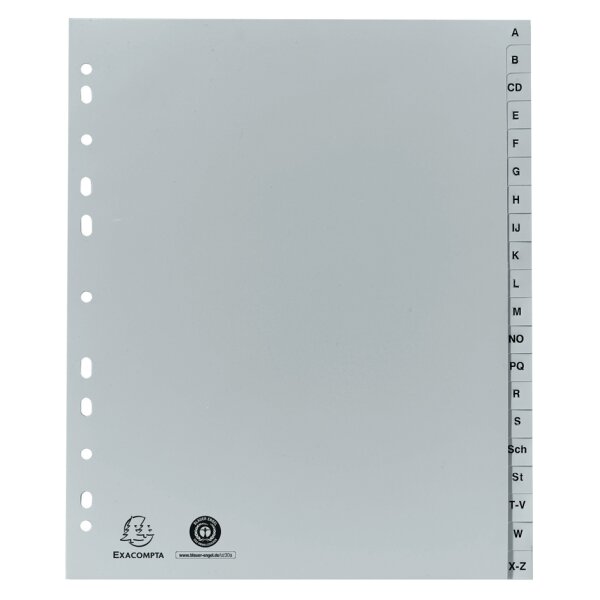 EXACOMPTA Kunststoff-Register, A-Z, DIN A4, 26-teilig